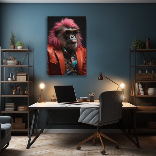 Stylish Monkey in Orange Jacket and Sunglasses Canvas Prints Artesty