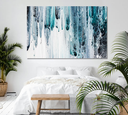 Paint Streaks Fluid Art, Oriental Marbling Canvas Print Artesty