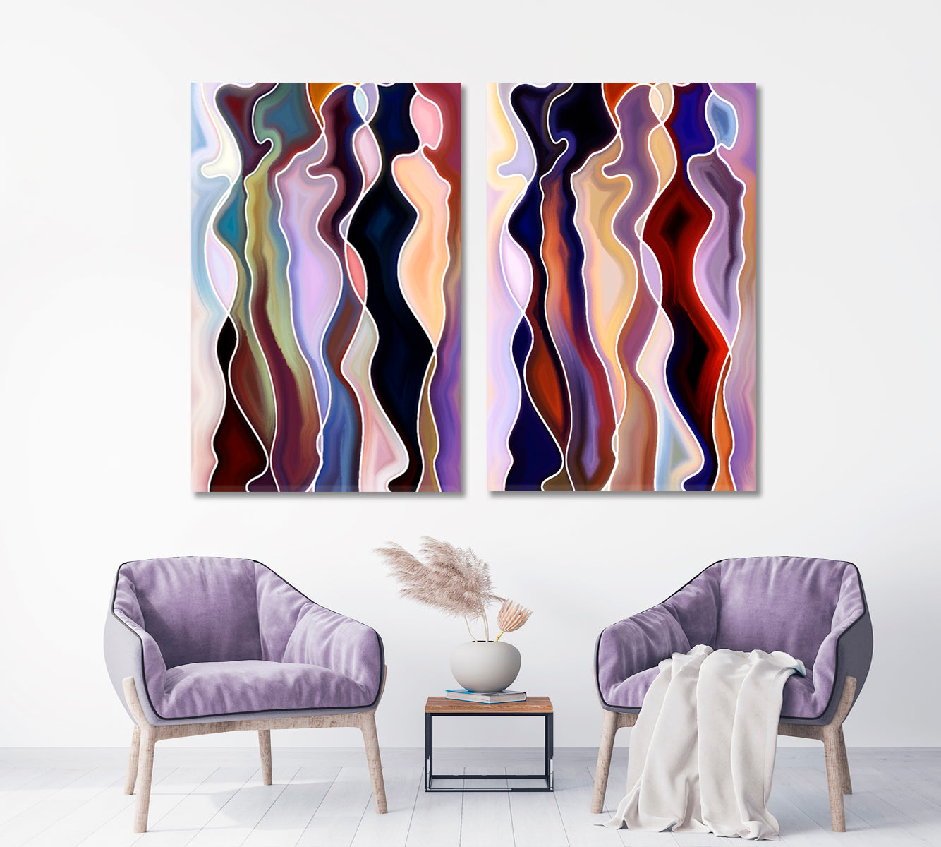 Abstract Design Composed of Feminine Curved Lines Abstract Art Print Artesty