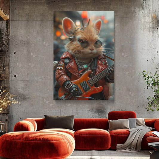 Punk Rock Mouse Guitarist Canvas Prints Artesty
