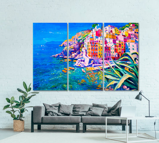 Italy Mediterranean Beautiful View Architecture Poster Cities Wall Art Artesty 3 panels 36" x 24"