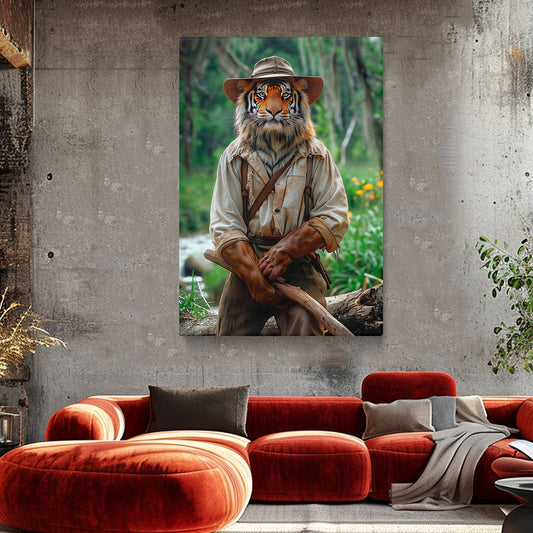 Tiger Explorer in Jungle Canvas Prints Artesty 1 Panel 16"x24"