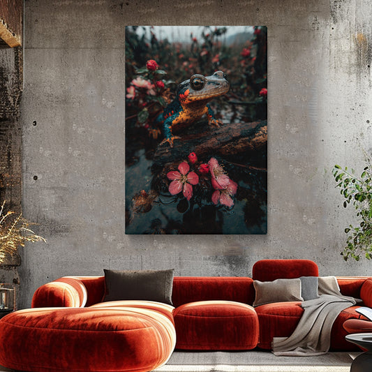 Colorful Salamander with Blossoms Canvas Prints Artesty
