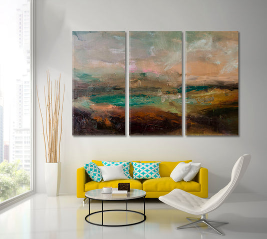 Pastel Grunge Abstract Landscape Scenery Landscape Fine Art Print Artesty 3 panels 36" x 24"