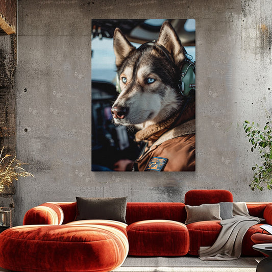 Husky Pilot Portrait Canvas Prints Artesty