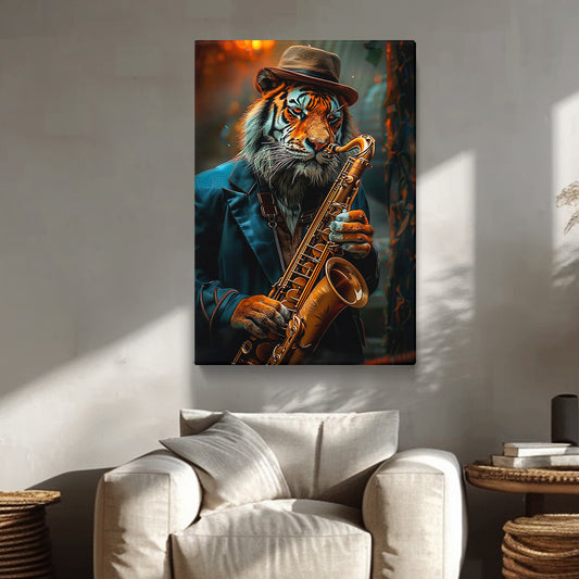 Tiger Playing Saxophone Canvas Prints Artesty
