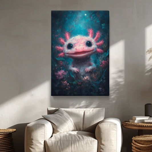 Cute Pink Axolotl Canvas Prints Artesty