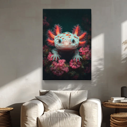 Colorful Axolotl Underwater Canvas Prints Artesty 1 Panel 16"x24"