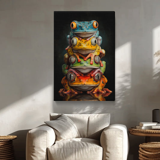 Stacked Colorful Frogs Canvas Prints Artesty 1 Panel 16"x24"