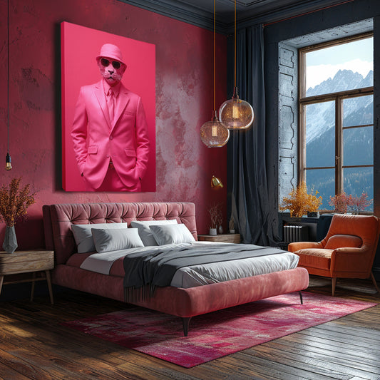 Pink Panther in Suit and Sunglasses Canvas Prints Artesty