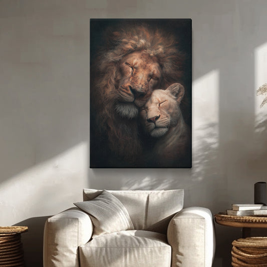Romantic Lion Couple Canvas Prints Artesty