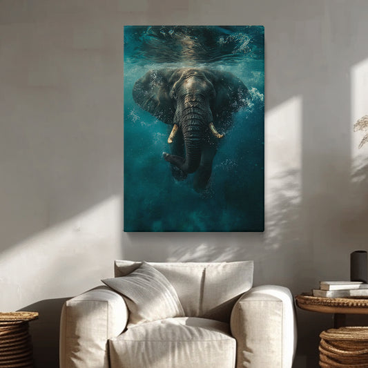 Majestic Elephant Swimming Underwater Canvas Prints Artesty
