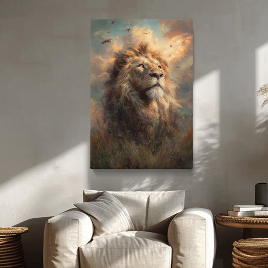 Golden Sky Lion Portrait Canvas Prints Artesty
