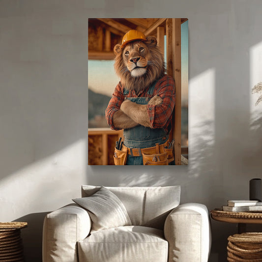 Construction Worker Lion Canvas Prints Artesty