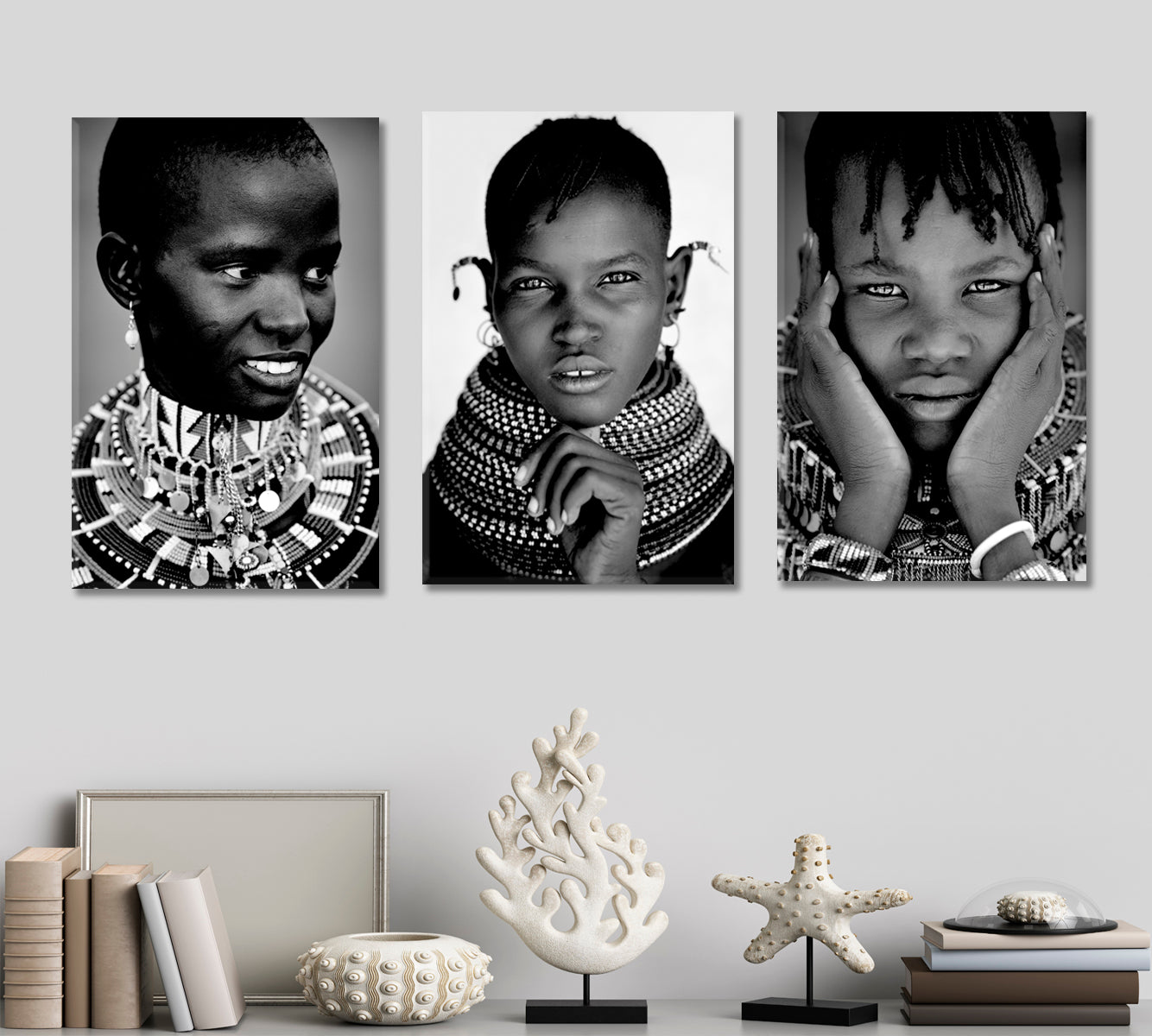 SET 3 African Tribal Beautiful Kids Abstract Art Print Artesty