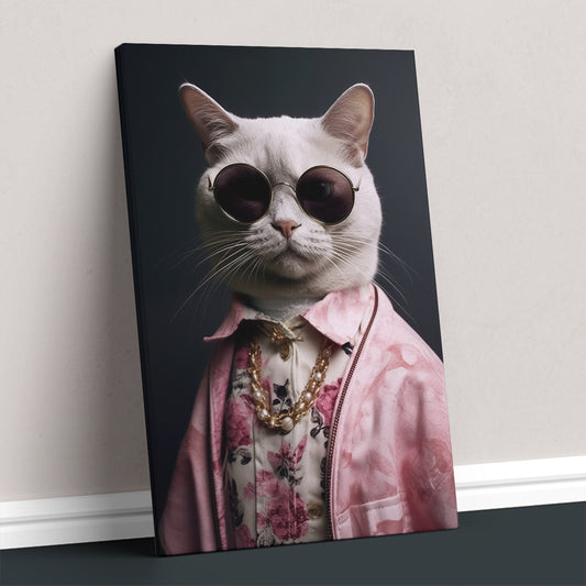 Cat with Sunglasses Canvas Prints Artesty 1 Panel 30"x46"