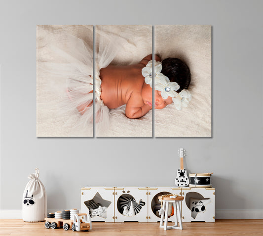 PEACEFUL SLEEP Sweet Newborn Baby Girl Kids Room Canvas Art Print Artesty 3 panels 36" x 24"