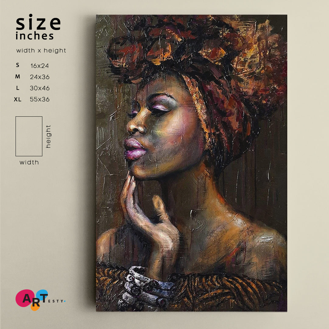 BLACK BEAUTY Breathtaking Stunning Beautiful African Women Fantastic African American Art - Vertical African Style Canvas Print Artesty