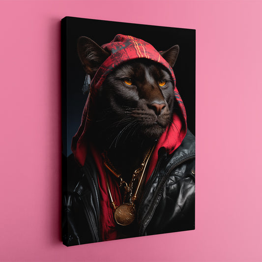 Hip-Hop Style Panther in Hoodie Canvas Prints Artesty