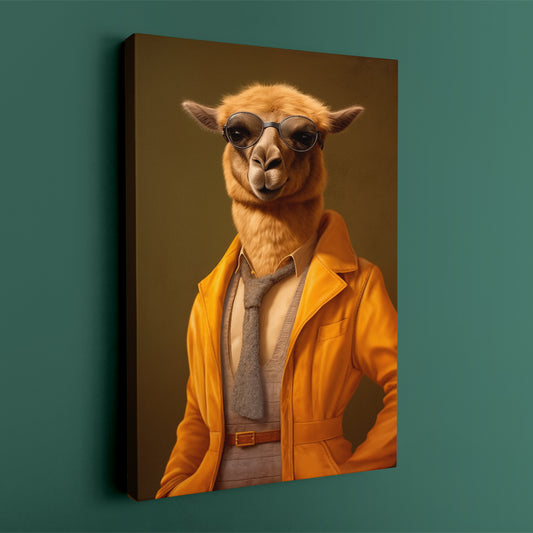 Cool Llama in Yellow Jacket Canvas Prints Artesty