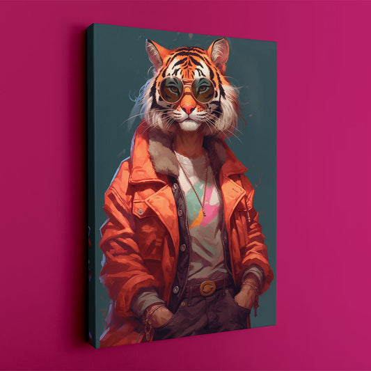 Modern Trendy Tiger Portrait, Urban Style Animal Gift Abstract Art Print Artesty