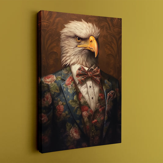 Eagle in Floral Suit Canvas Prints Artesty