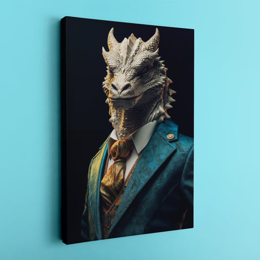 White Dragon in Teal Suit Canvas Prints Artesty