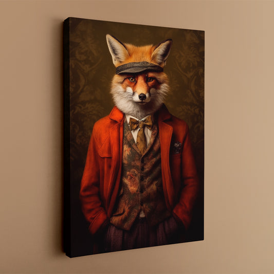 Vintage Fox in Orange Coat Canvas Prints Artesty
