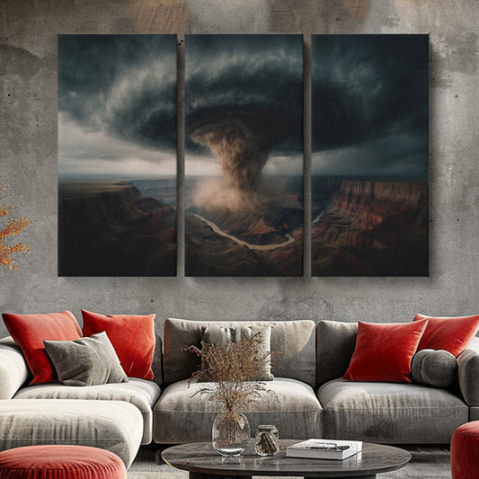 Tornado Over Canyon Animals Canvas Print Artesty