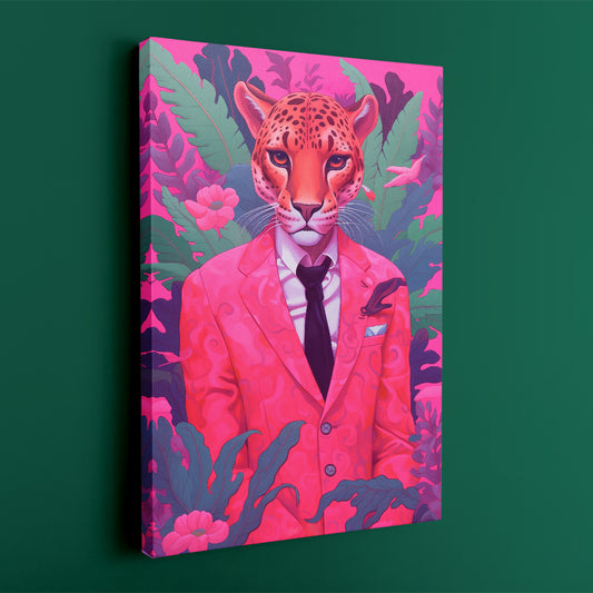 Leopard in Pink Suit Jungle Canvas Prints Artesty 1 Panel 16"x24"