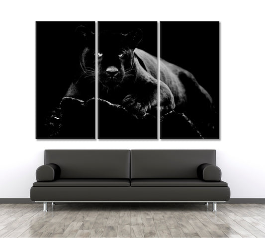 Black Panther Animal Wild Life Animals Canvas Print Artesty 3 panels 36" x 24"