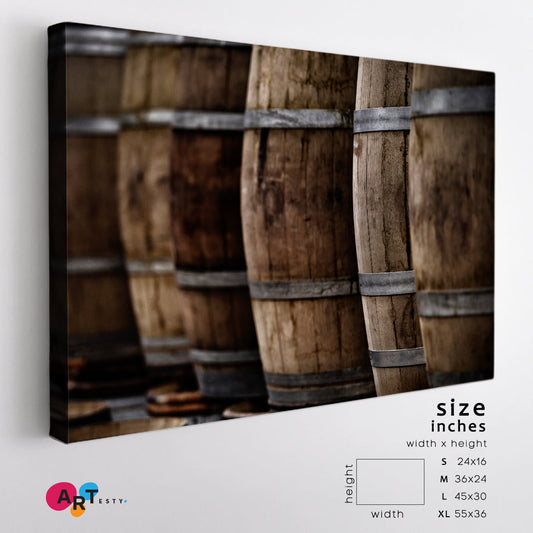 Traditional Old Vintage Barrels Whiskey Vintage Affordable Canvas Print Artesty