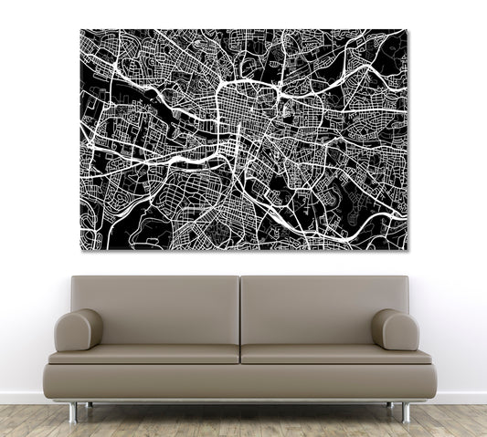 Glasgow Schottland Extra Large Urban City Map Poster Maps Canvas Artwork Artesty
