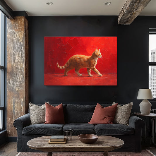 Ginger Tabby Cat Canvas Print, Whimsical Cat Wall Art, Animal Decor Gift Animals Canvas Print Artesty 45" x 30"
