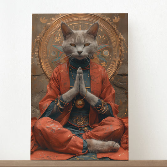 Gray Sacred Cat in Red Robe Canvas Prints Artesty
