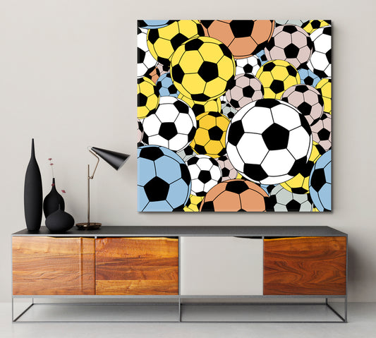 Colorful Footballs Abstract Art Print Artesty