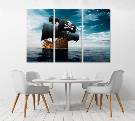 Pirate Ship Kids Room Canvas Art Print Artesty 3 panels 36" x 24"