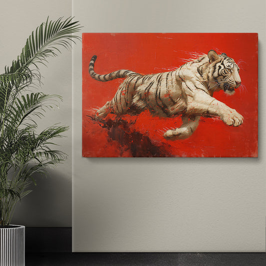 Fierce White Tiger, Wild Cat Decor Animals Canvas Print Artesty