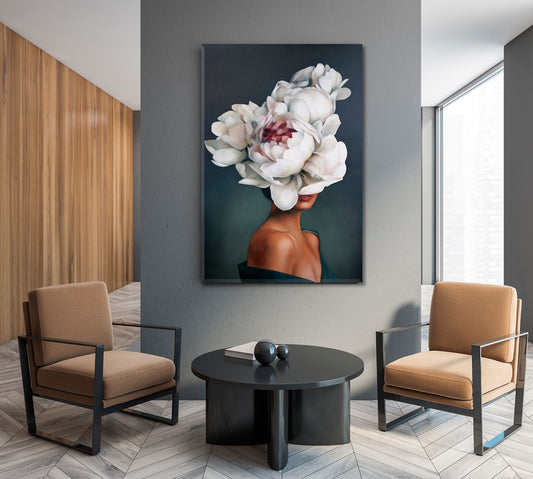 LADY FLOWERS Beautiful Woman Unity with Nature Fine Art - Vertical Fine Art Artesty