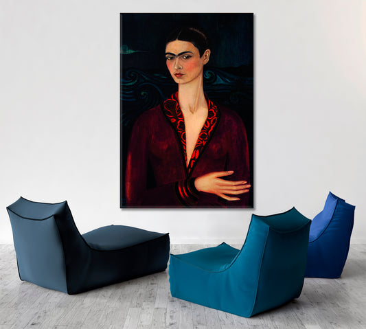FRIDA KAHLO MASTERPIECE Mexican Greatest Artist Self Portrait - Vertical 1 panel People Portrait Wall Hangings Artesty
