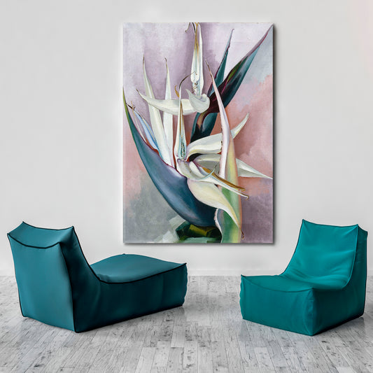 TENDER Powdery Pink Purple Pastel Gray-Green Wall Art Unique Style - Vertical Floral & Botanical Split Art Artesty