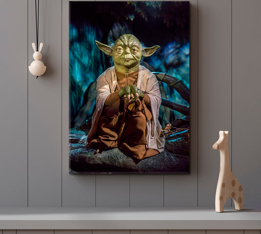 Jedi Master Yoga Dagobah Star Wars Peaceful Meditating Giclée Canvas | Vertical TV, Cartoons Wall Art Canvas Artesty