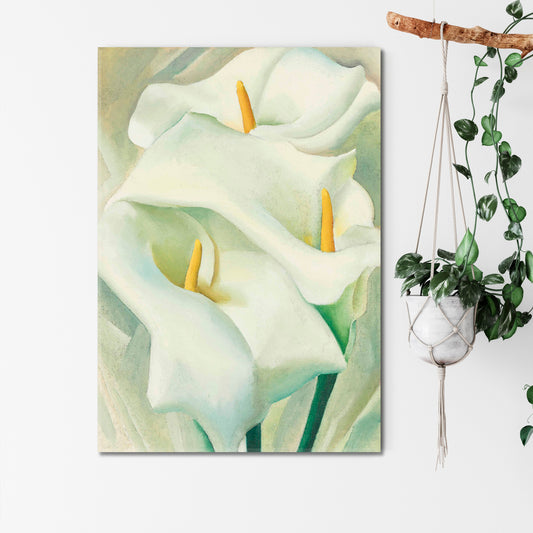CALLA LILIES Soft Pastel Flowers Canvas Print Wall Art | Vertical Fine Art Artesty