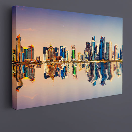 Qatar Doha City Skyline Panorama Modern Skyscrapers Cities Wall Art Artesty