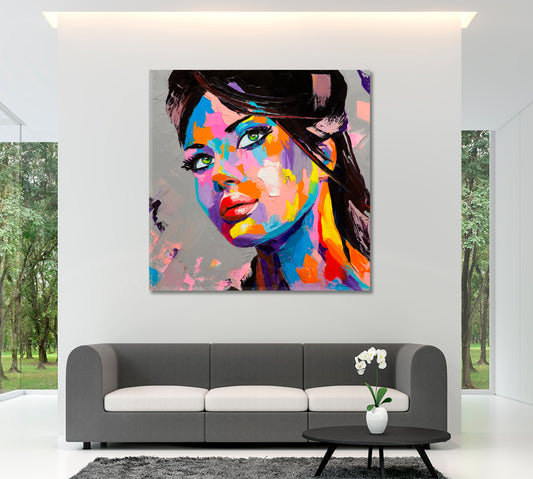 SUNNY DAY Vivid Expressions Beautiful Woman - Square Panel People Portrait Wall Hangings Artesty
