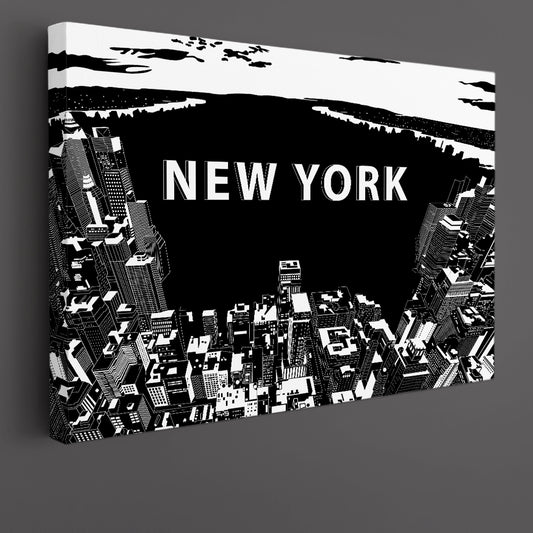 NEW YORK City Night Lights Cities Wall Art Artesty 1 panel 24" x 16"