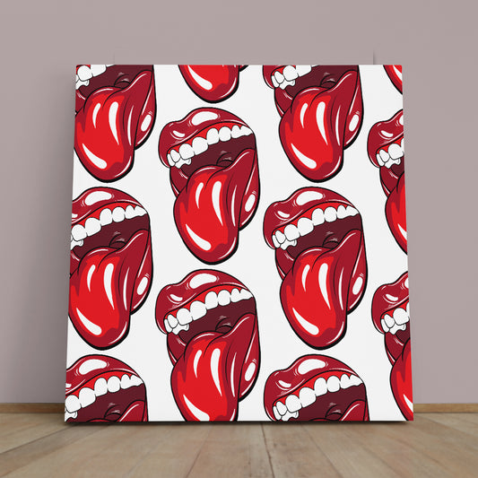 Mouth With Tongue Large Square Poster Pop Art Canvas Print Artesty