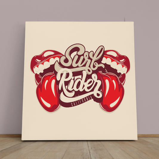 Surf Rider California Rock & Roll Mouth With Tongue Poster Pop Art Canvas Print Artesty