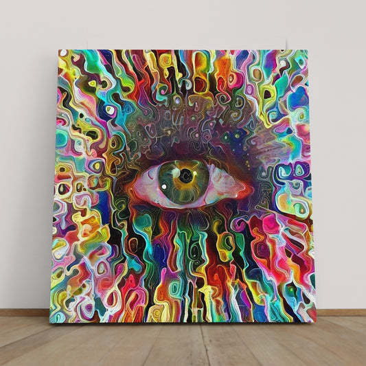 Colorful Eye Abstract Expressionism Canvas Print - Square Panel Contemporary Art Artesty