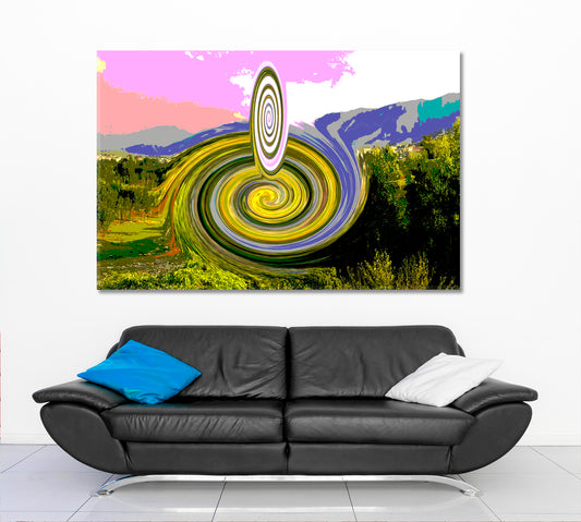 Innovative Circular Shape Abstract Artistic Landscape Modern Artwork Contemporary Art Artesty 1 panel 24" x 16"